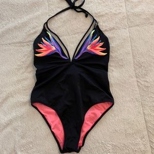 NWT Pink VIctoria Secret Black One Piece Swim suit